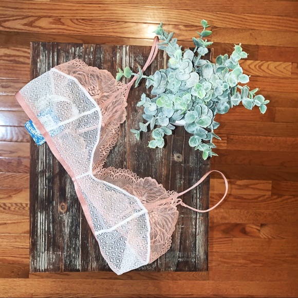 Free People Other - Free People White and Pink Lace Bralette Size M